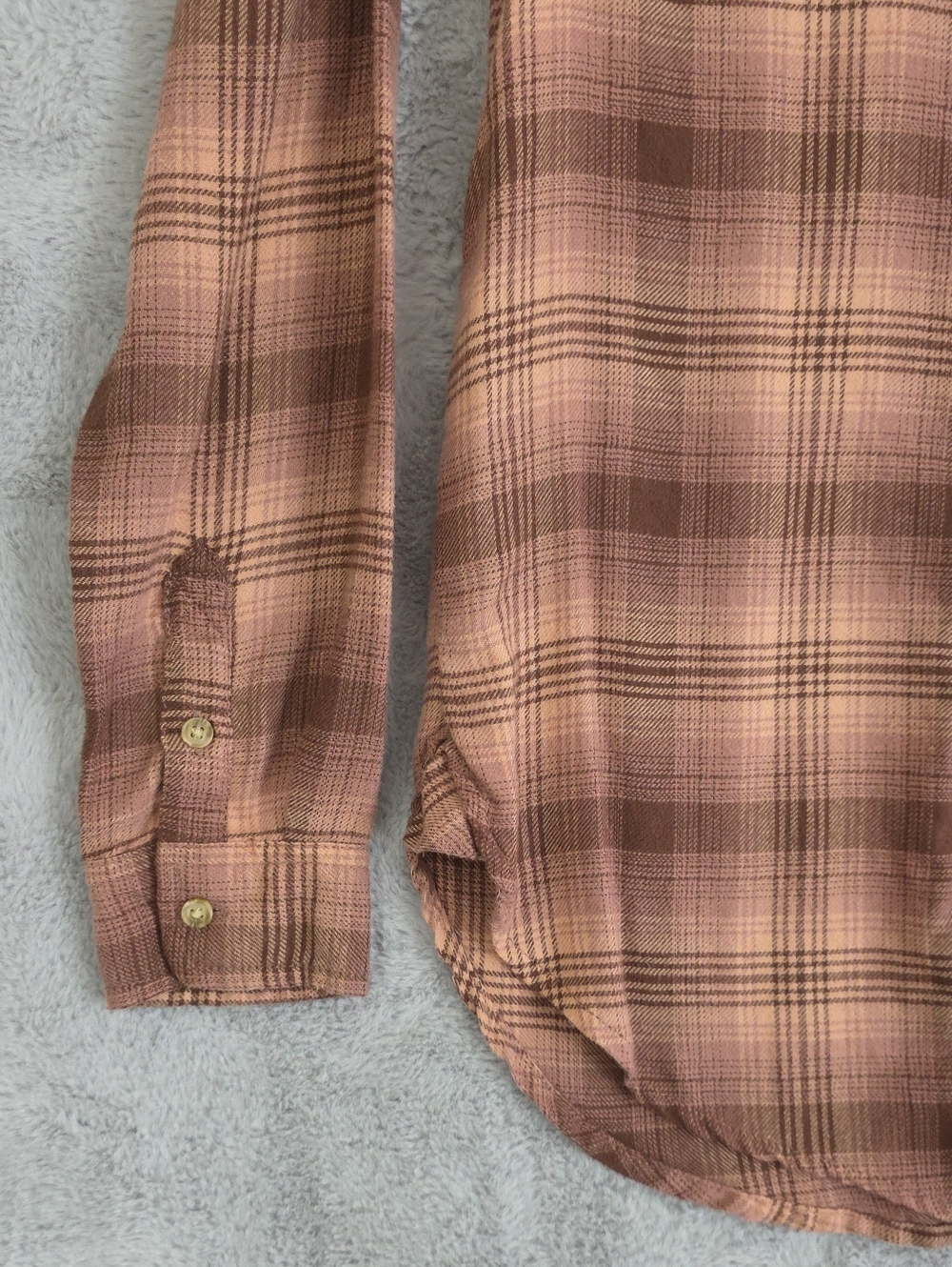American Eagle Outfitters Boyfriend Fit Flannel Shirt XS Pink Brown Plaid Amazin - Picture 6 of 14